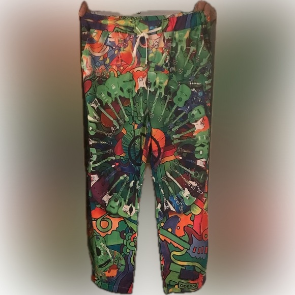Mens Guitar Funky Hippie Band Lounge Pants Size Large - Picture 1 of 10